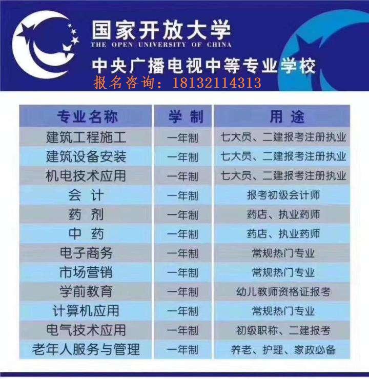 中央廣播電視中等專業學校報名時間如下